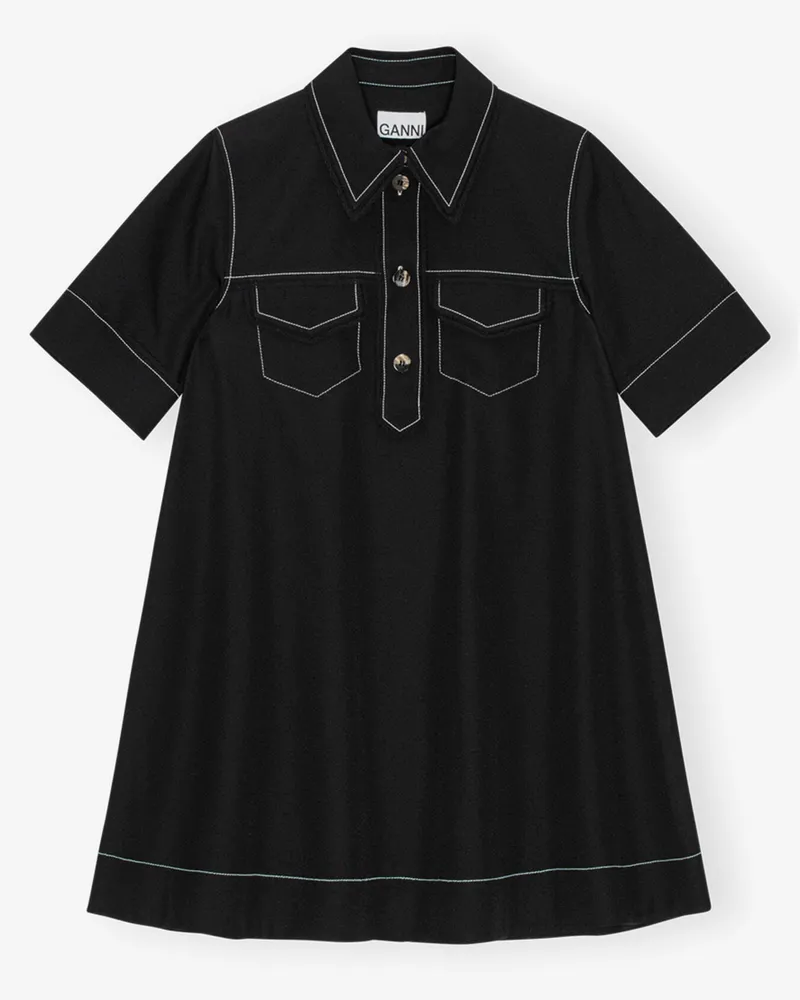 Ganni Schwarzes Crepe Mini-Kleid schwarz Schwarz