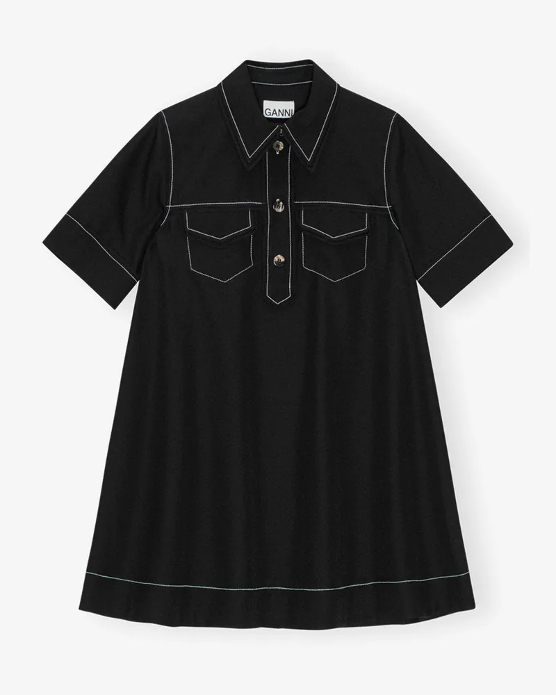 Ganni Schwarzes Crepe Mini-Kleid - Größe schwarz Schwarz