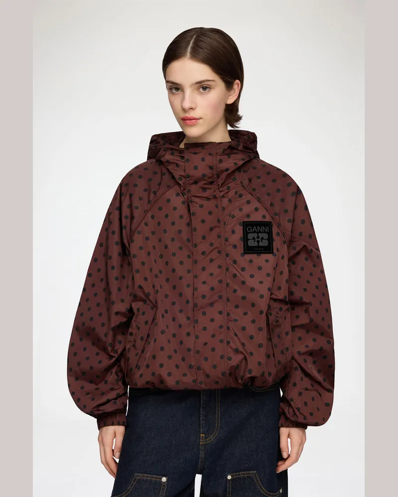 Ganni Jacke aus bedrucktem Nylon - Größe braun Braun