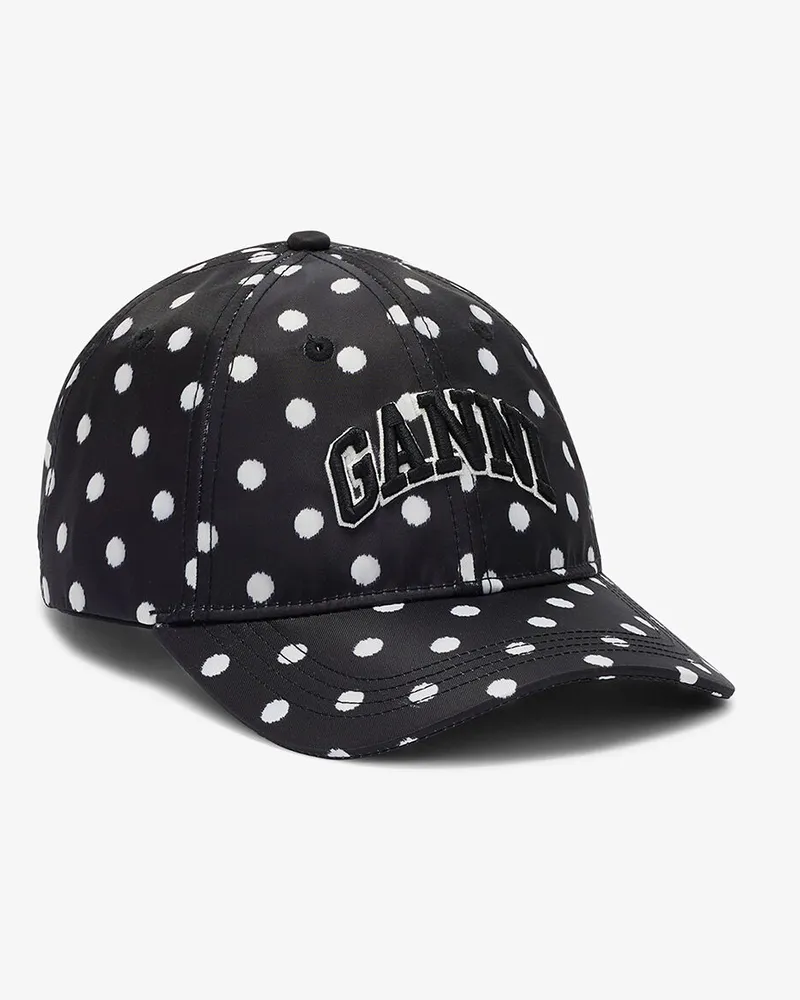 Ganni Bedruckte Nylonkappe schwarz Schwarz