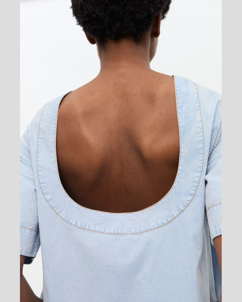 Ganni blau Hellblaues A-Linien-Mini-Jeanskleid Bio-Baumwolle - Größe Blau