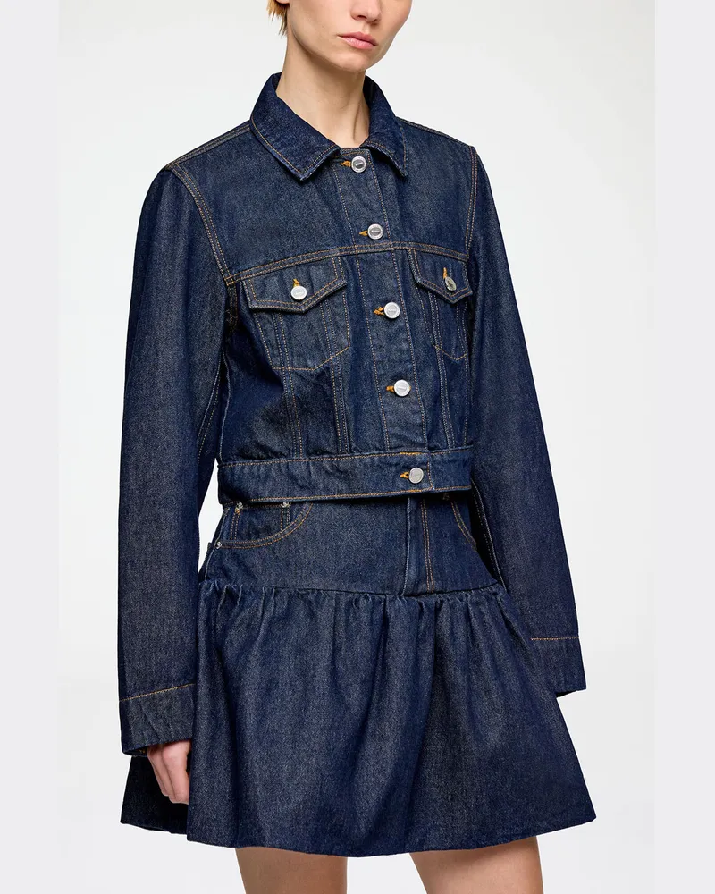 Ganni marineblau Jacke aus Rinse-washed-Denim Bio-Baumwolle - Größe Marineblau