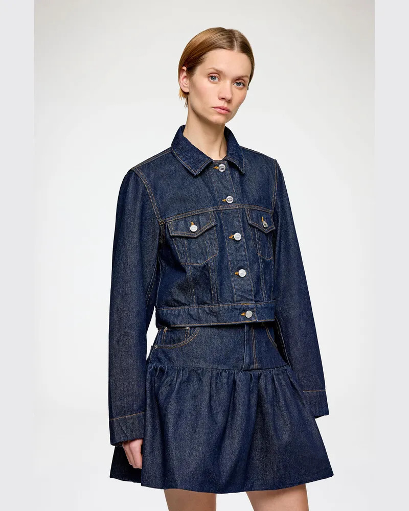 Ganni marineblau Jacke aus Rinse-washed-Denim Bio-Baumwolle - Größe Marineblau