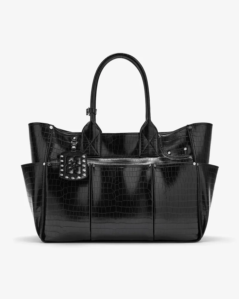 Ganni Posy-Tasche aus Krokodilleder in Schwarz Schwarz