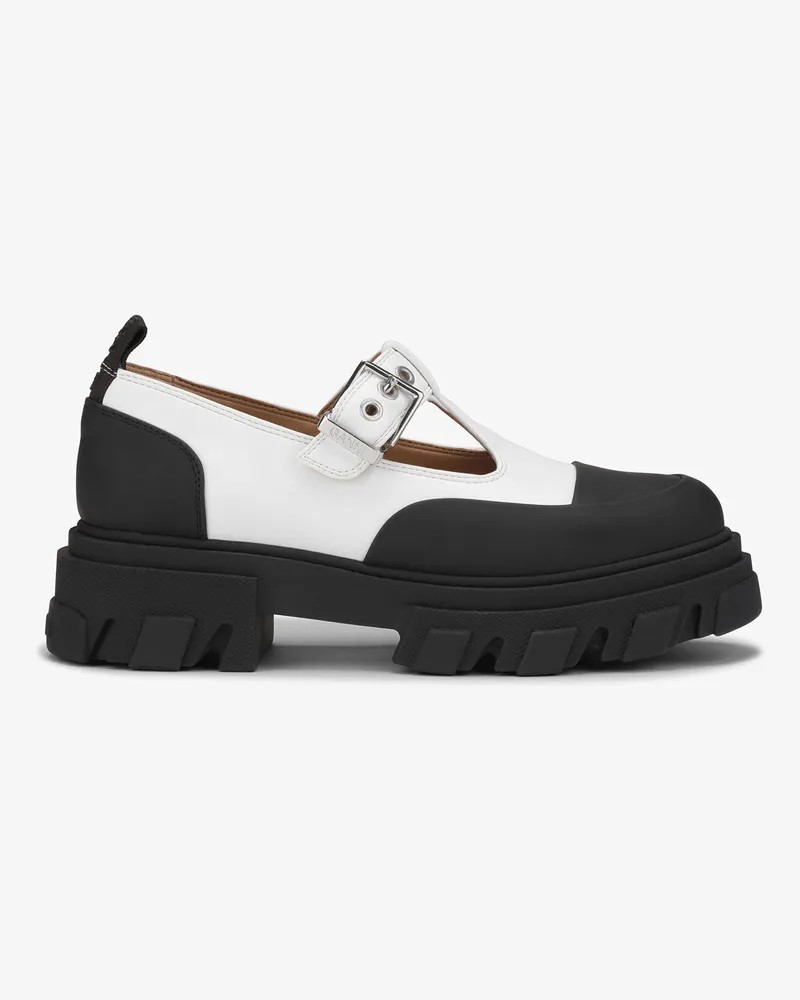 Ganni Weiße Mary Jane Schuhe mit Profilsohle weiß Weiß