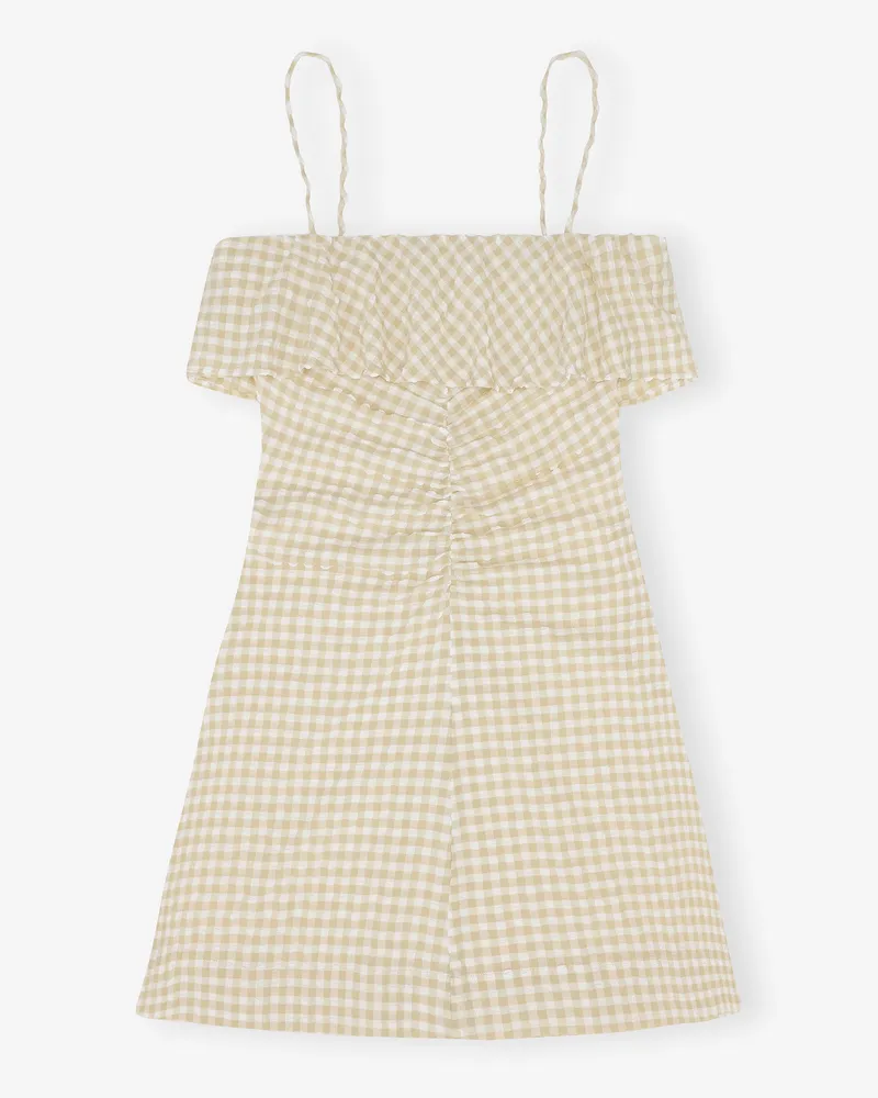 Ganni Mini-Kleid mit Trägern aus Stretch-Seersucker - Größe beige Beige