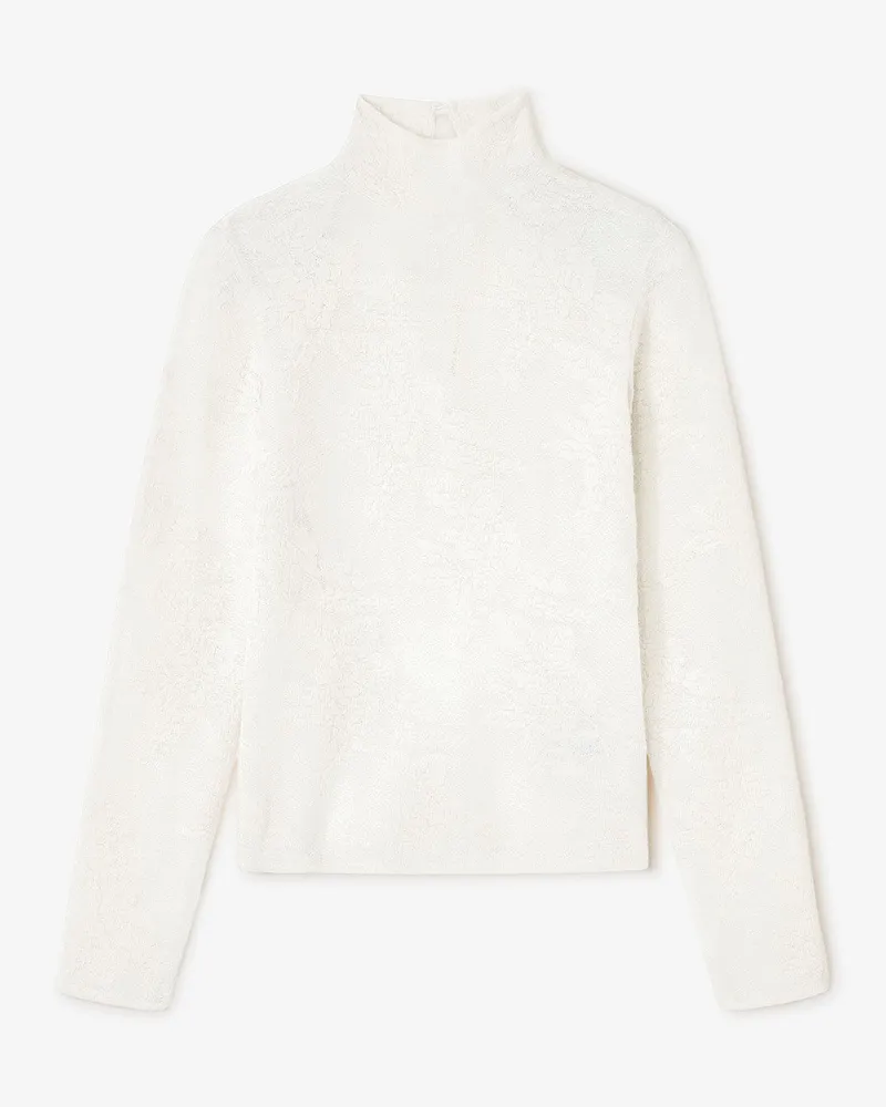 Ganni Durchsichtiger Rollkragenpullover in Elfenbein weiß Weiß