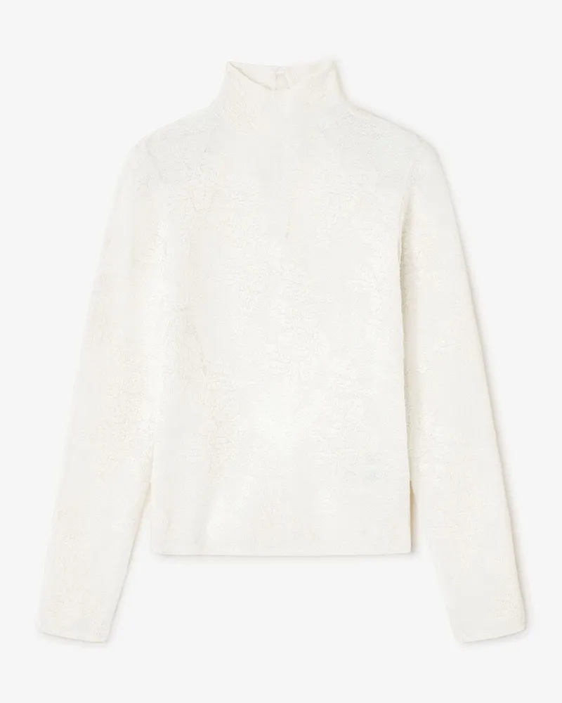 Ganni Durchsichtiger Rollkragenpullover in Elfenbein weiß Weiß