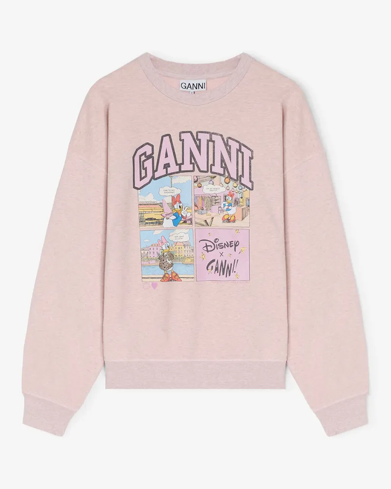 Ganni rosa Daisy Duck roafarbenes Comic-Sweatshirt Bio-Baumwolle - Größe Rosa
