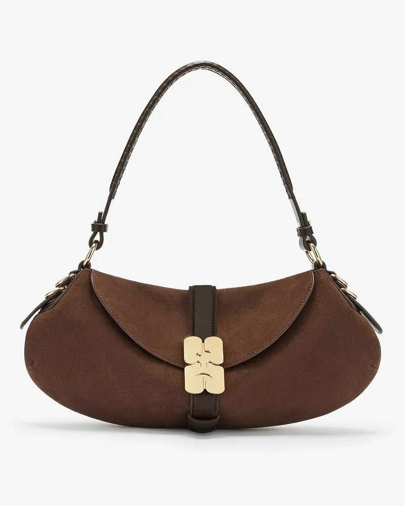 Ganni Braune B-Kat-Tasche aus Wildleder braun Braun