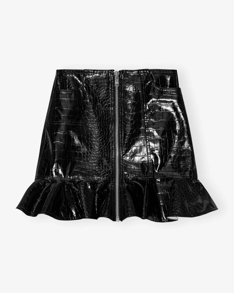Ganni Schwarzer Future beschichteter Minirock schwarz Schwarz
