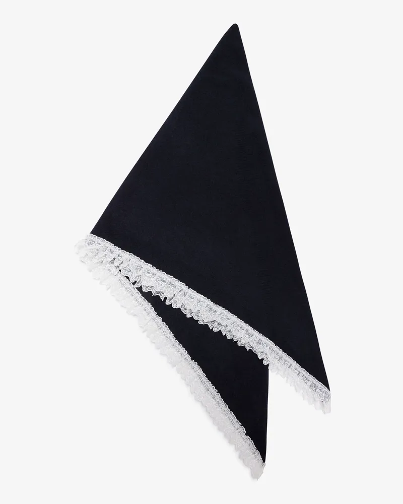 Ganni Wollschal mit Spitze marineblau Marineblau