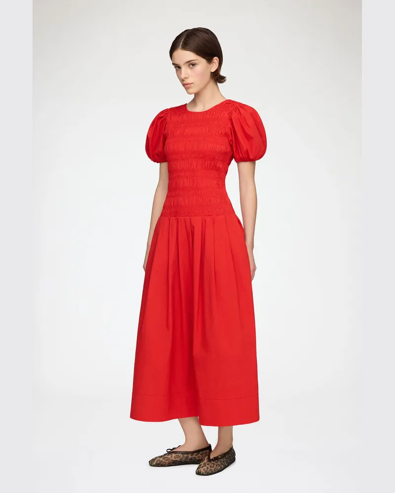 Ganni Goji Berry Kleid aus Baumwollblusenstoff Bio-Baumwolle - Größe Goji