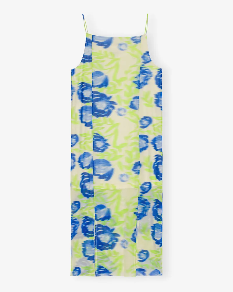 Ganni blau Slip Dress aus Mesh mit Print Recycelte Nylon - Größe Blau