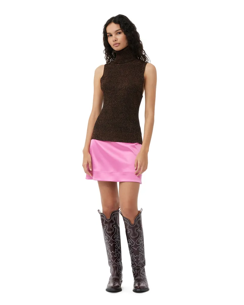 Ganni Doppel-Satin-Minirock Wild Orchid Wild