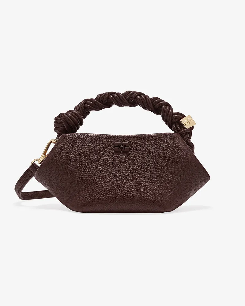 Ganni Genarbte, Mini-Bou-Tasche in Braun Braun