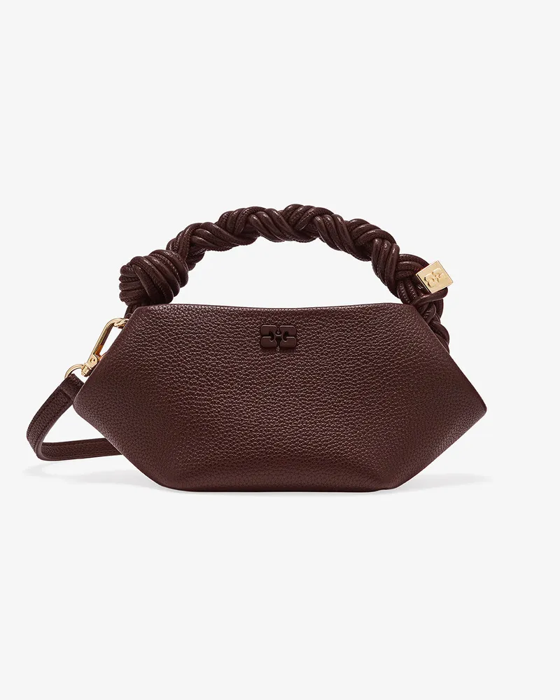 Ganni Genarbte, Mini-Bou-Tasche in Braun Braun