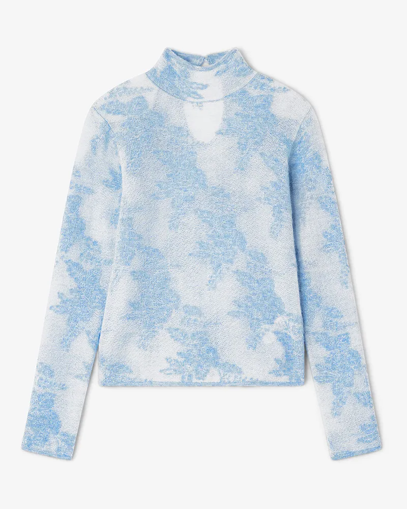 Ganni Blauer transparenter Rollkragenpullover blau Blau