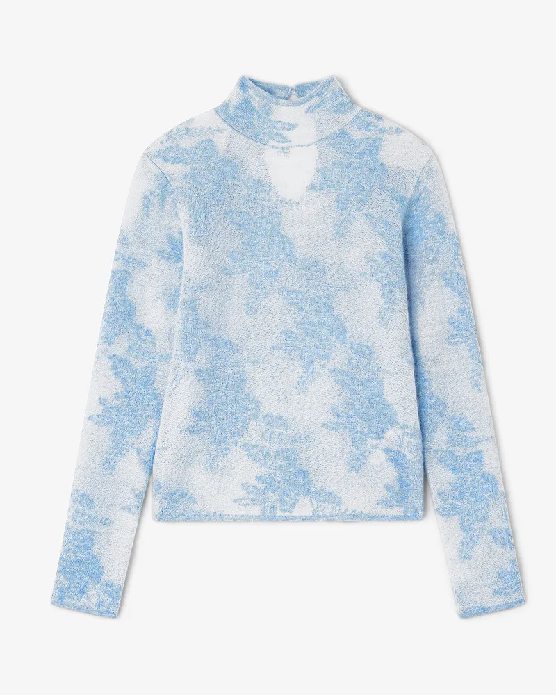 Ganni Blauer transparenter Rollkragenpullover blau Blau
