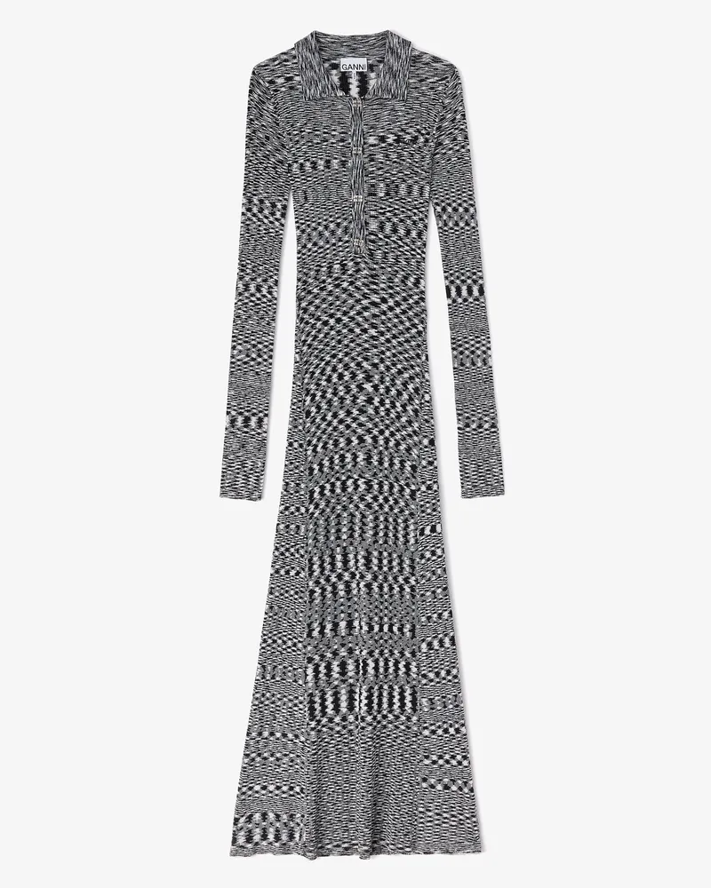 Ganni Polo-Kleid aus Spacedyed-Strick - Größe schwarz Schwarz