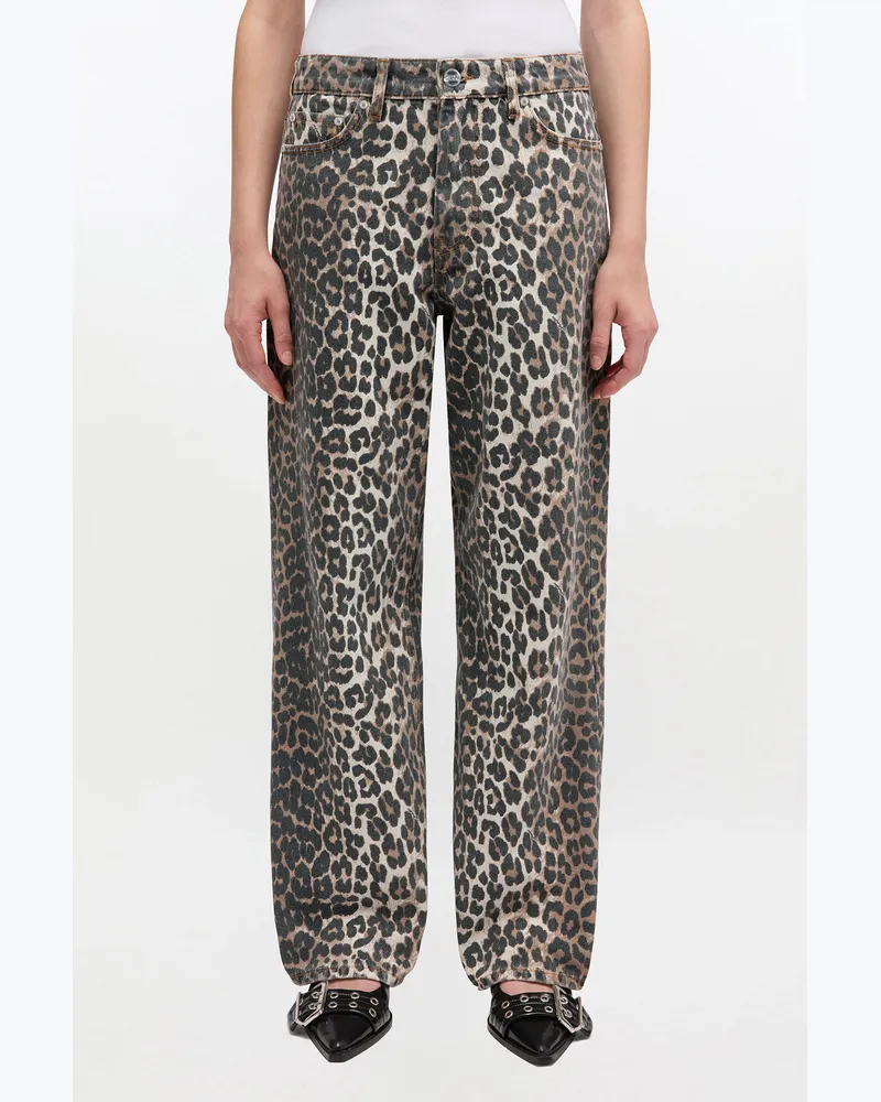 Ganni gemischt Izey-jeans in Leopard Bio-Baumwolle - Größe Gemischt