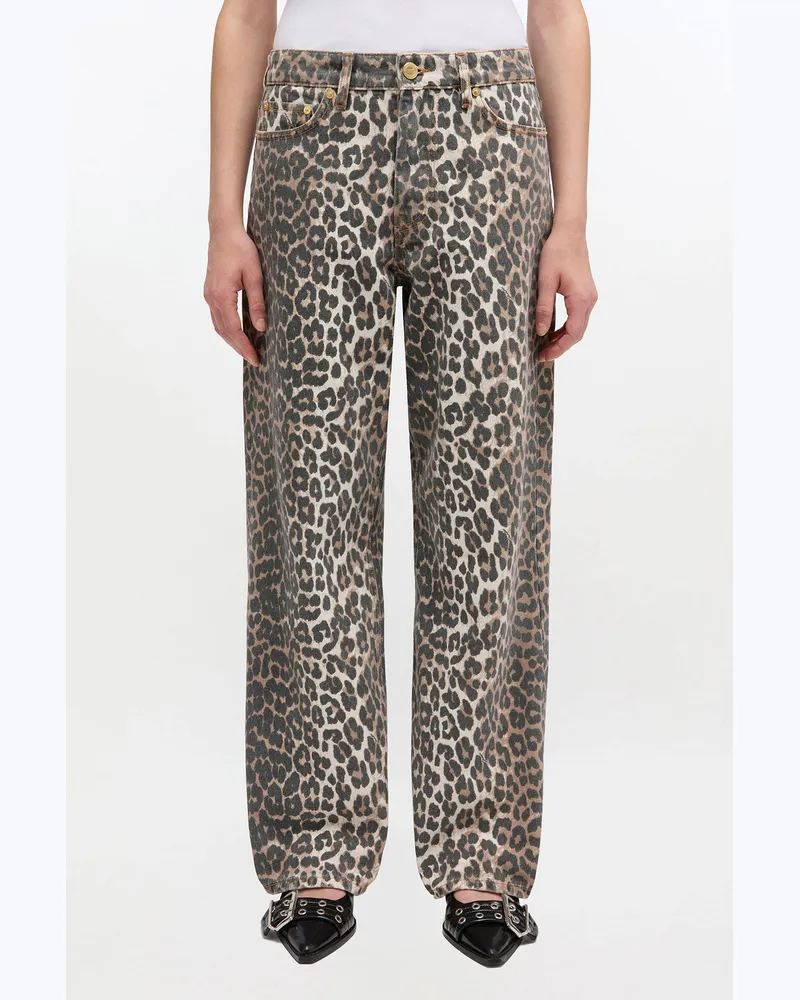 Ganni gemischt Izey-Leopardenjeans Bio-Baumwolle - Größe Gemischt