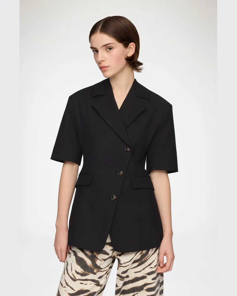 Ganni schwarz Taillierter Blazer aus schwarzer Baumwolle Bio-Baumwolle - Größe Schwarz
