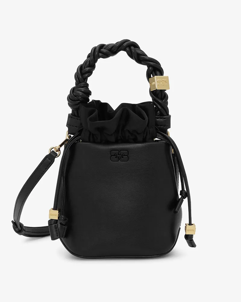 Ganni Schwarze Mini Bou Bucket Tasche schwarz Schwarz