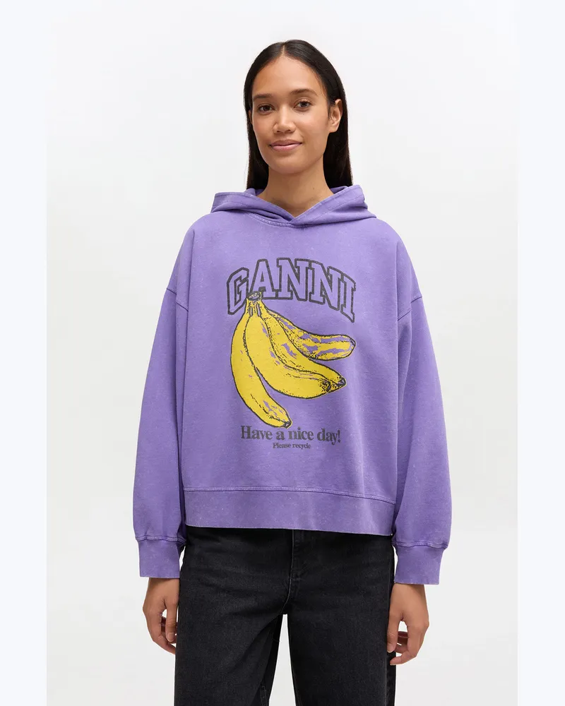 Ganni Passion Flower Kapuzenpullover in Vintage-Waschung - Größe Passion