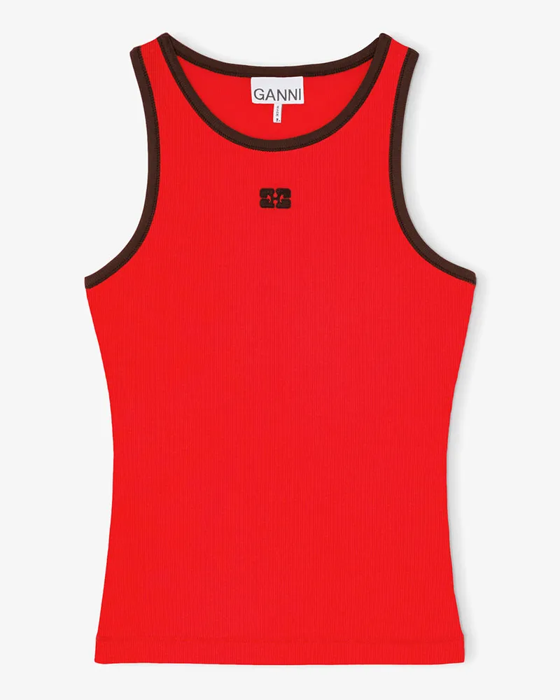 Ganni rot Tanktop in Bio-Baumwolle - Größe Rot