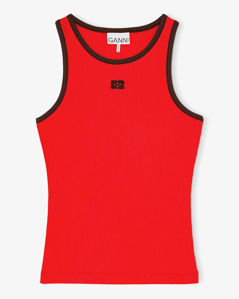 Ganni rot Tanktop in Bio-Baumwolle - Größe Rot