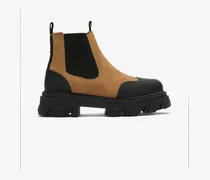 braun Chelsea-Boots in Braunem Wildleder, flacher Lyocell - Größe