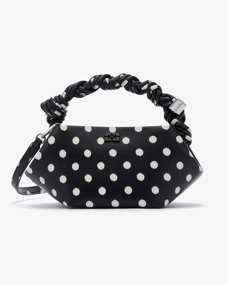 Ganni Mini-Bou-Tasche mit Polka-Dot-Muster schwarz Schwarz