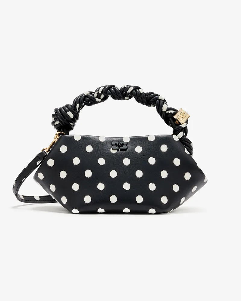 Ganni Mini-Bou-Tasche mit Polka-Dot-Muster schwarz Schwarz