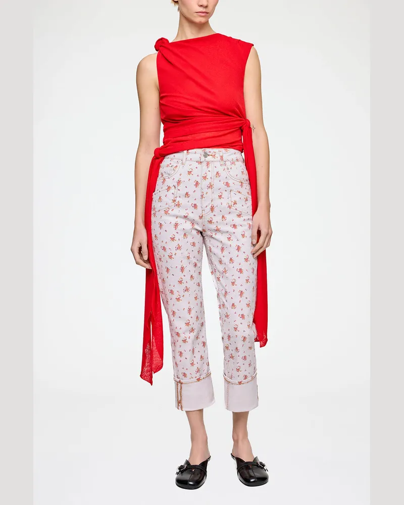 Ganni pfirsichfarbenskin Capri-Slim-Jeans aus bedrucktem Denim Bio-Baumwolle - Größe Pfirsichfarbenskin