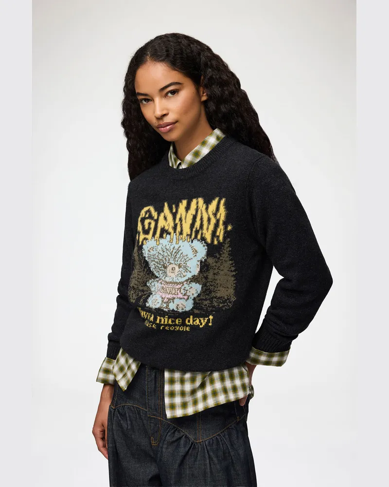 Ganni Pullover mit Wald-Teddy gemischt Gemischt
