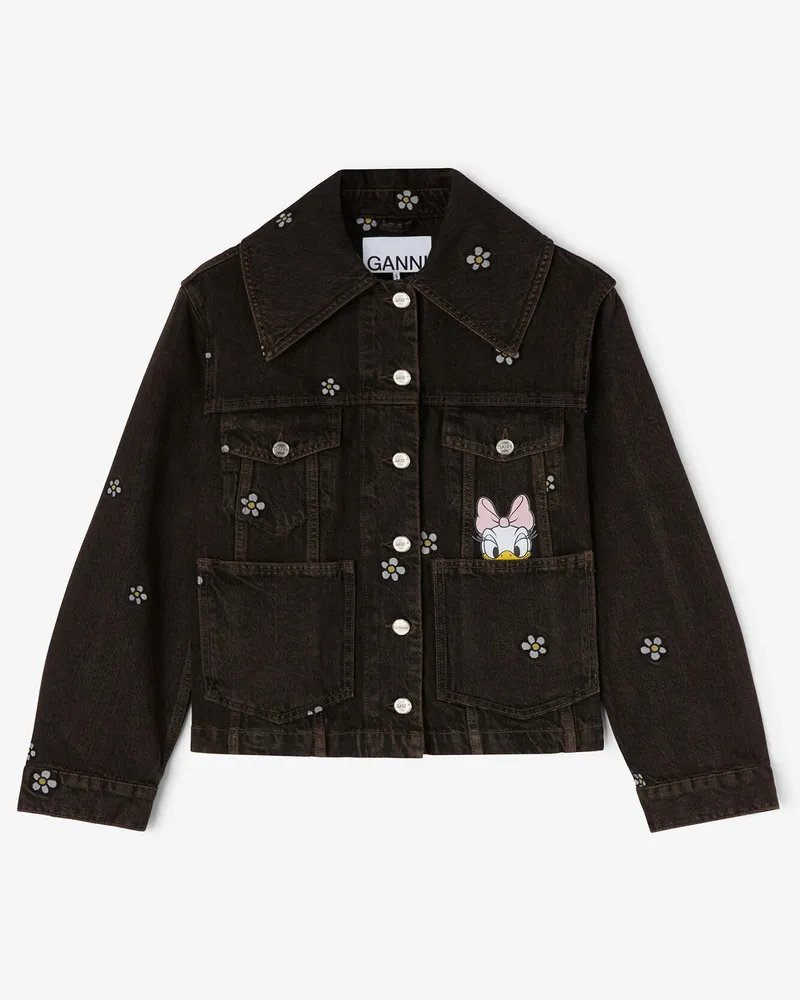 Ganni braun Daisy Duck Jeansjacke Bio-Baumwolle - Größe Braun