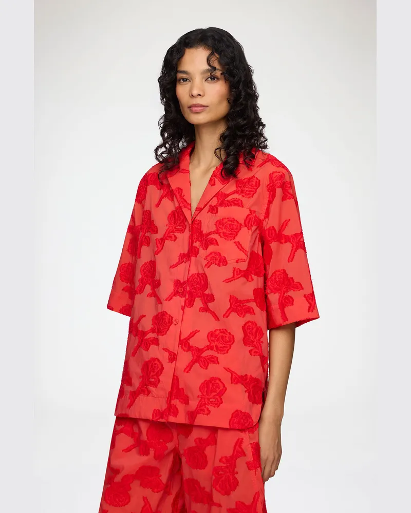 Ganni Hemd in rotem Fil Coupé rot Rot