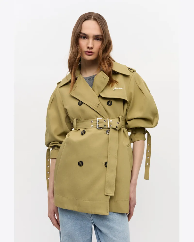 Ganni beigefarbener Midi-Trenchcoat aus schwerem Twill - Größe Boa Boa