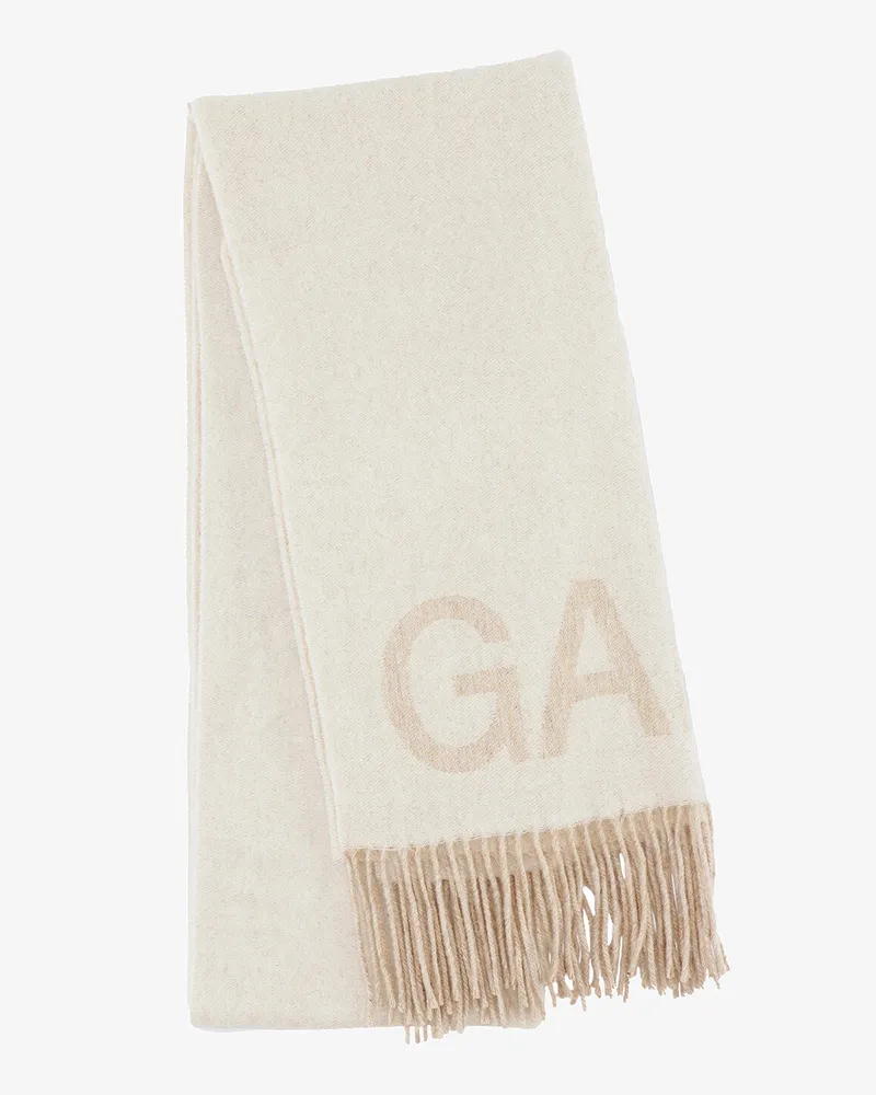 Ganni Off-weiß Fringed Schal weiß Weiß