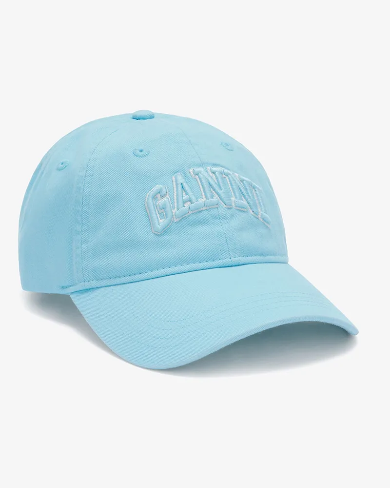 Ganni Kappe aus gewaschener Baumwolle Iced Aqua Iced