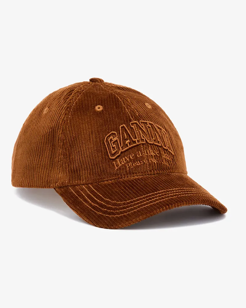 Ganni Cap aus braunem Cord braun Braun