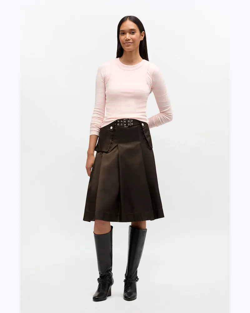 Ganni Duchesse Faltenrock aus Nylon - Größe braun Braun