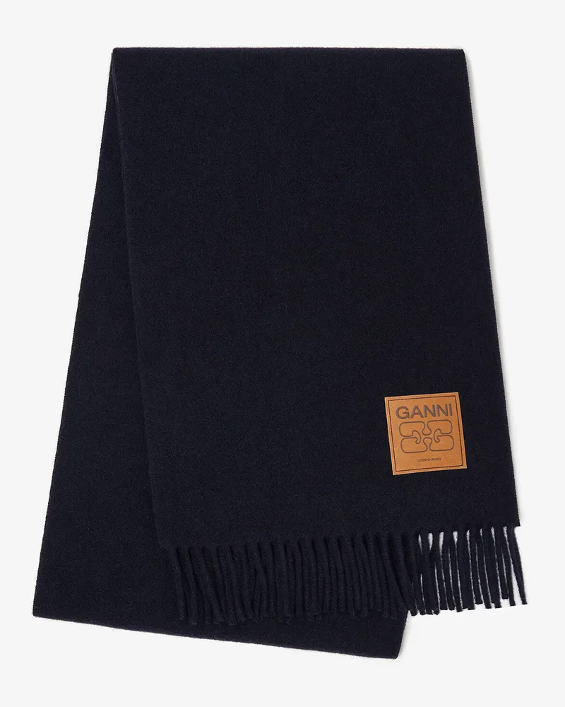 Ganni Dunkelblauer Wollschal marineblau Marineblau
