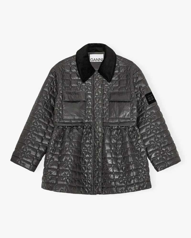 Ganni gemischt Dunkelgraue Stepp-Midijacke - Größe Gemischt