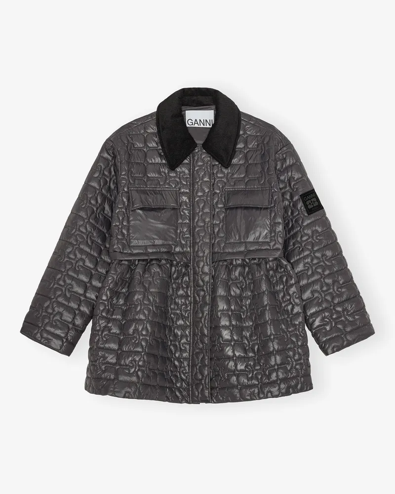 Ganni gemischt Dunkelgraue Stepp-Midijacke - Größe Gemischt