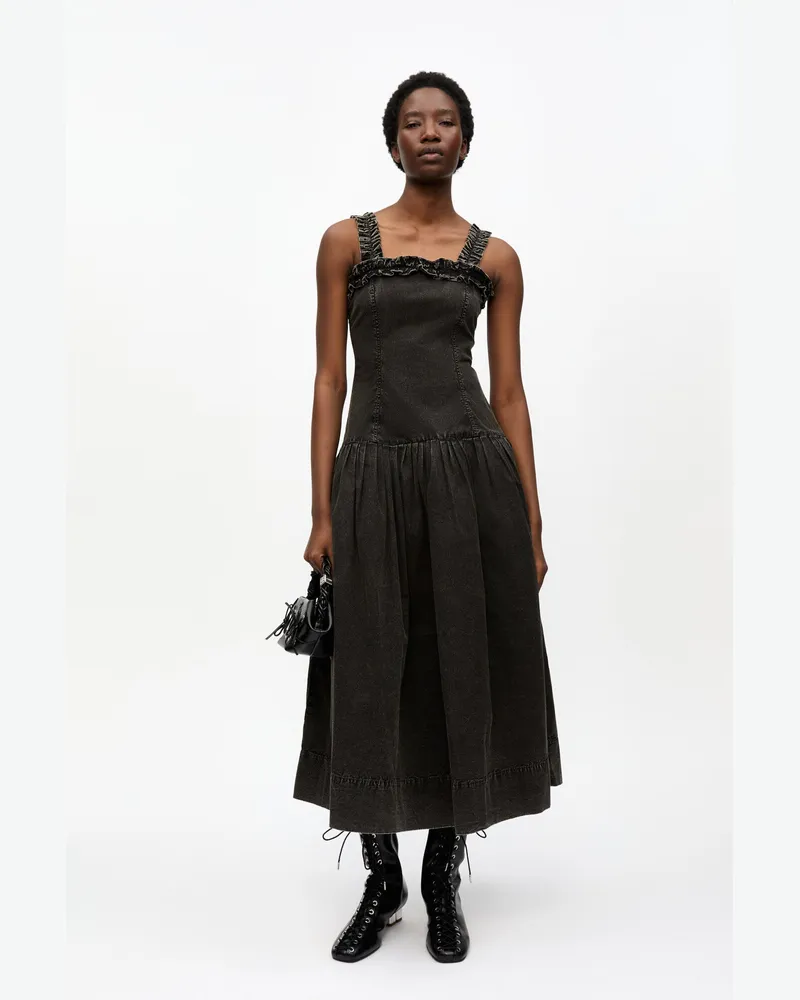 Ganni schwarz Schwarzes Korsettkleid aus gewaschener Stretch-Baumwolle Baumwolle - Größe Schwarz