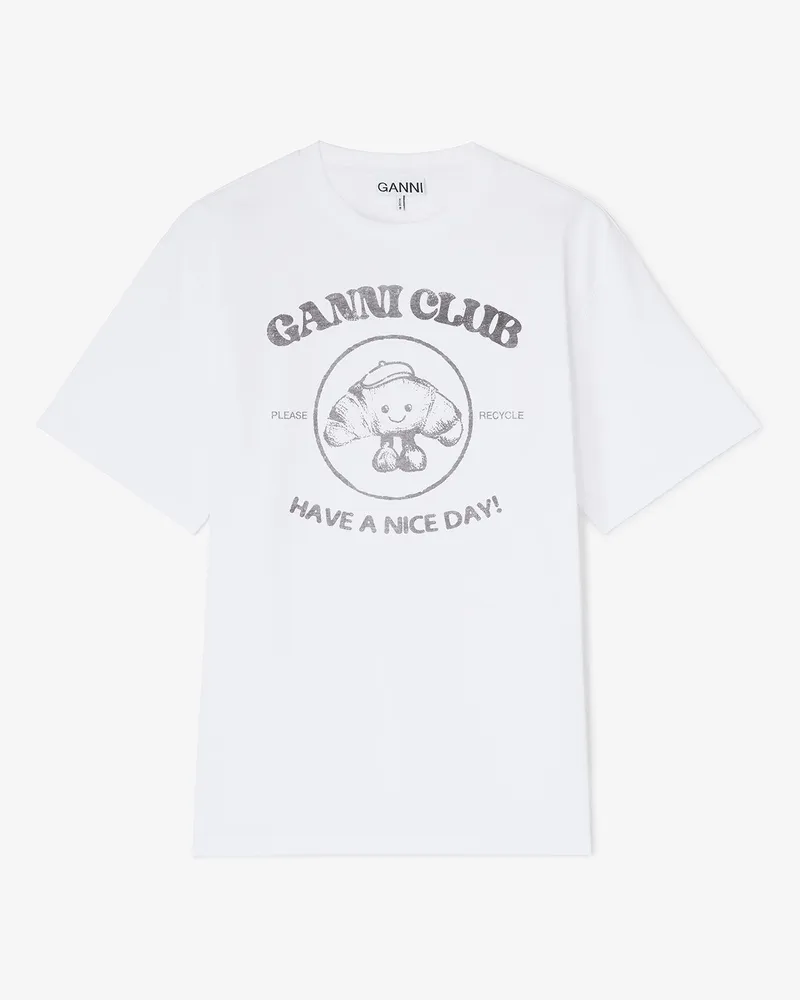 Ganni weiß Weißes Paris Club-T-Shirt Bio-Baumwolle - Größe Weiß