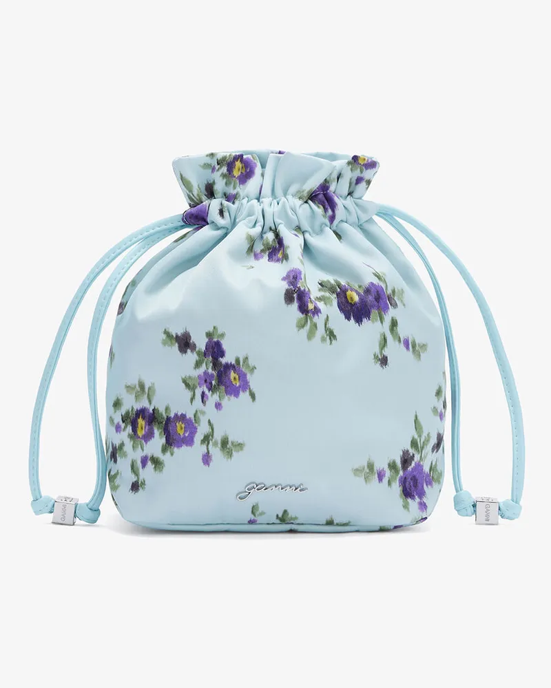 Ganni Beutel aus bedrucktem Nylon Iced Aqua 