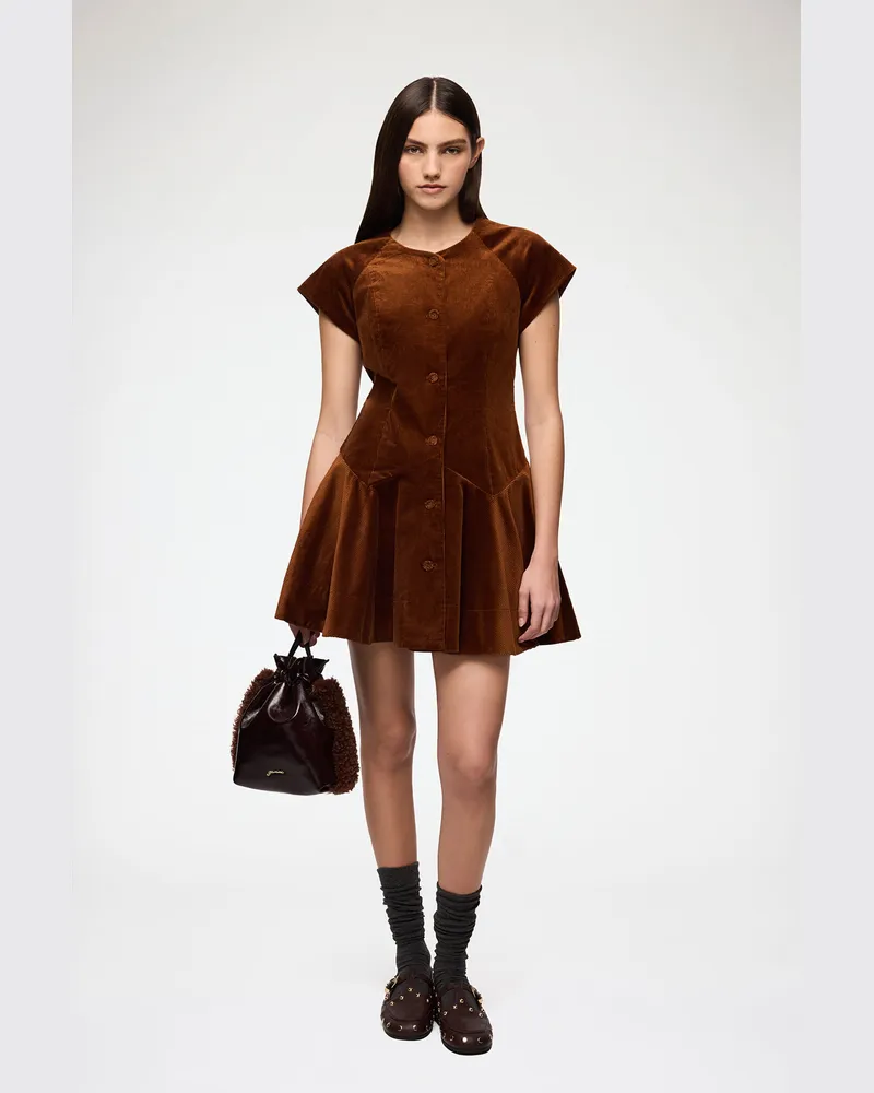 Ganni braun Kleid aus braunem Cord Bio-Baumwolle - Größe Braun